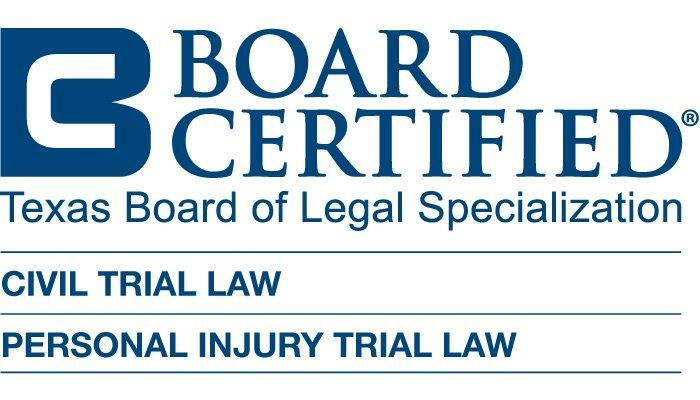 TX Board of Legal Specialization - Board Certified - Civic Trial Law, Personal Injury Law