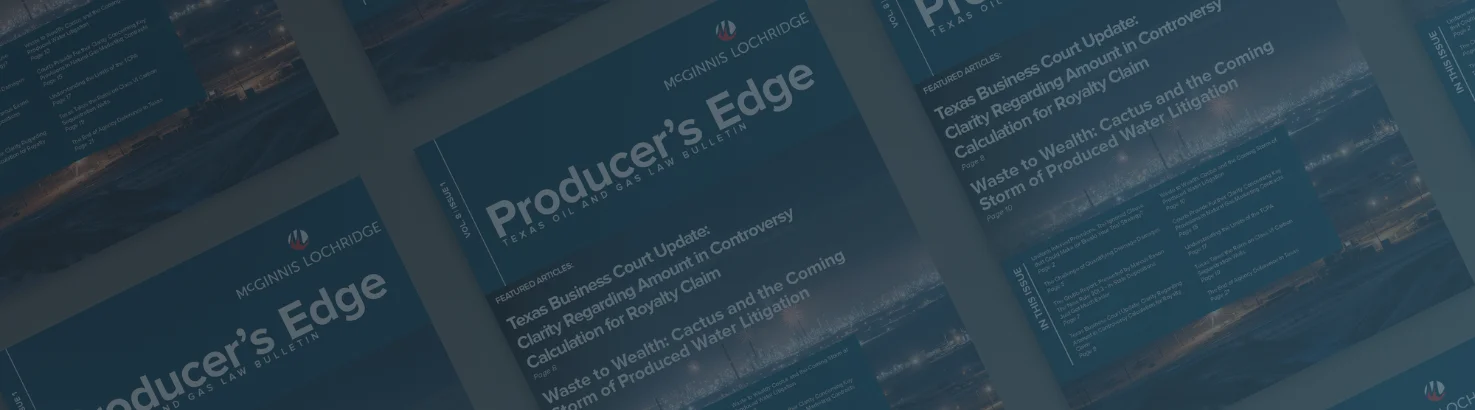 Oil & Gas Newsletter: Producer's Edge, Vol. 8, Issue 1